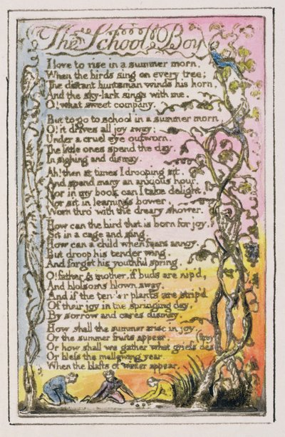 Il ragazzo della scuola: tavola 21 da Songs of Innocence and of Experience (copia R) c.1802-08 da William Blake